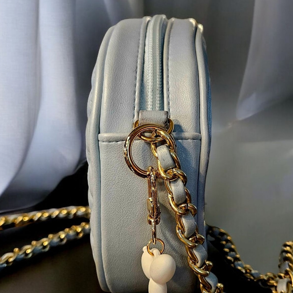SALE!! Quilted Aqua Blue Crossbody Bag by Lord and Taylor - Picture 3 of 7